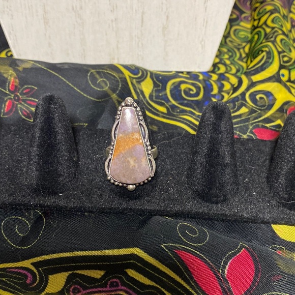 925 SS Plated Purple Mixed Agate Ring - Picture 1 of 3